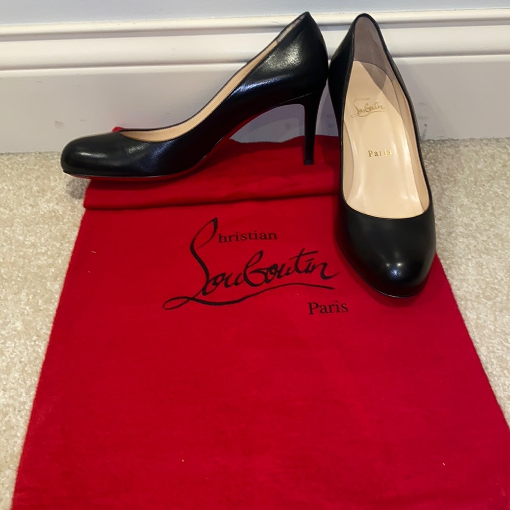 CHRISTIAN LOUBOUTIN Simple pump 85 black leather heel Size 39 1/2